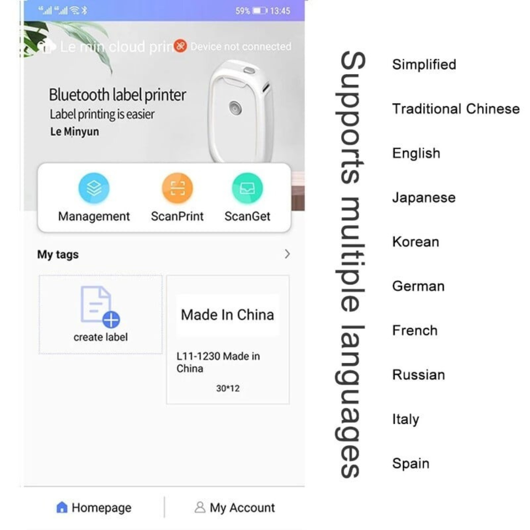 樂敏L11迷你標簽熱敏打印機連5卷紙
