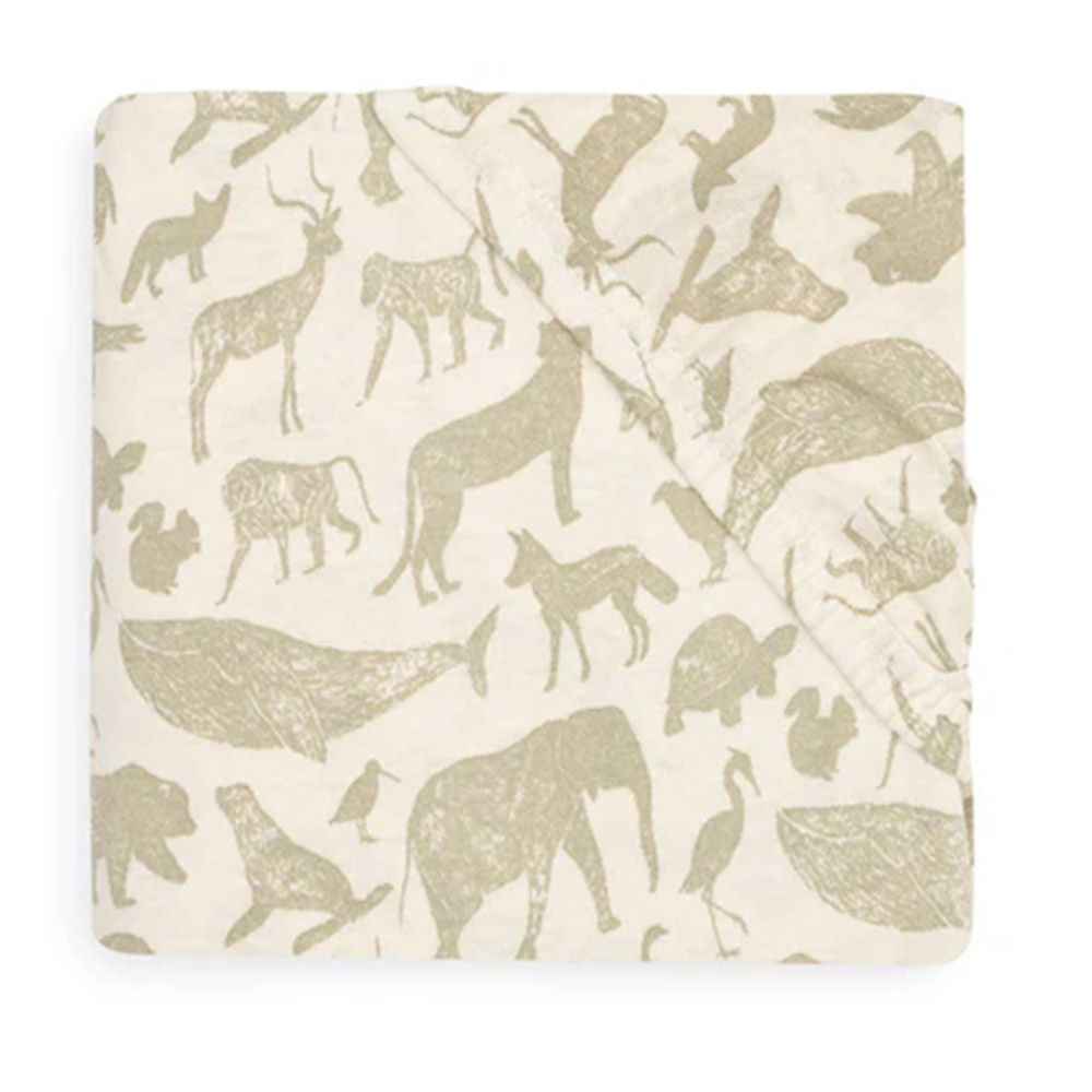 荷蘭Jollein 床包-Animals Olive Green