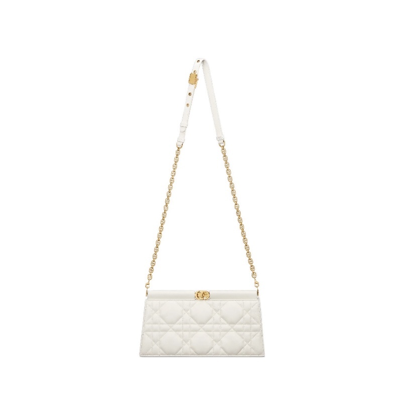 DIOR Caro Colle Noire 白色 羊皮 手提包 鏈條 手拿包