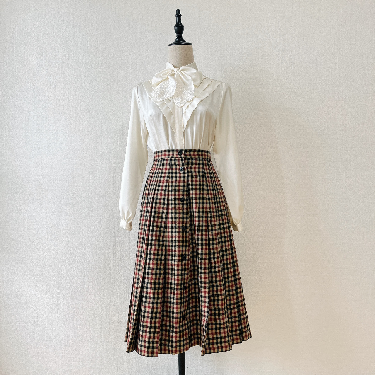 日本製大地色格紋半裙