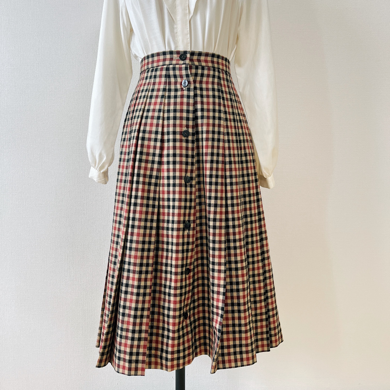 日本製大地色格紋半裙