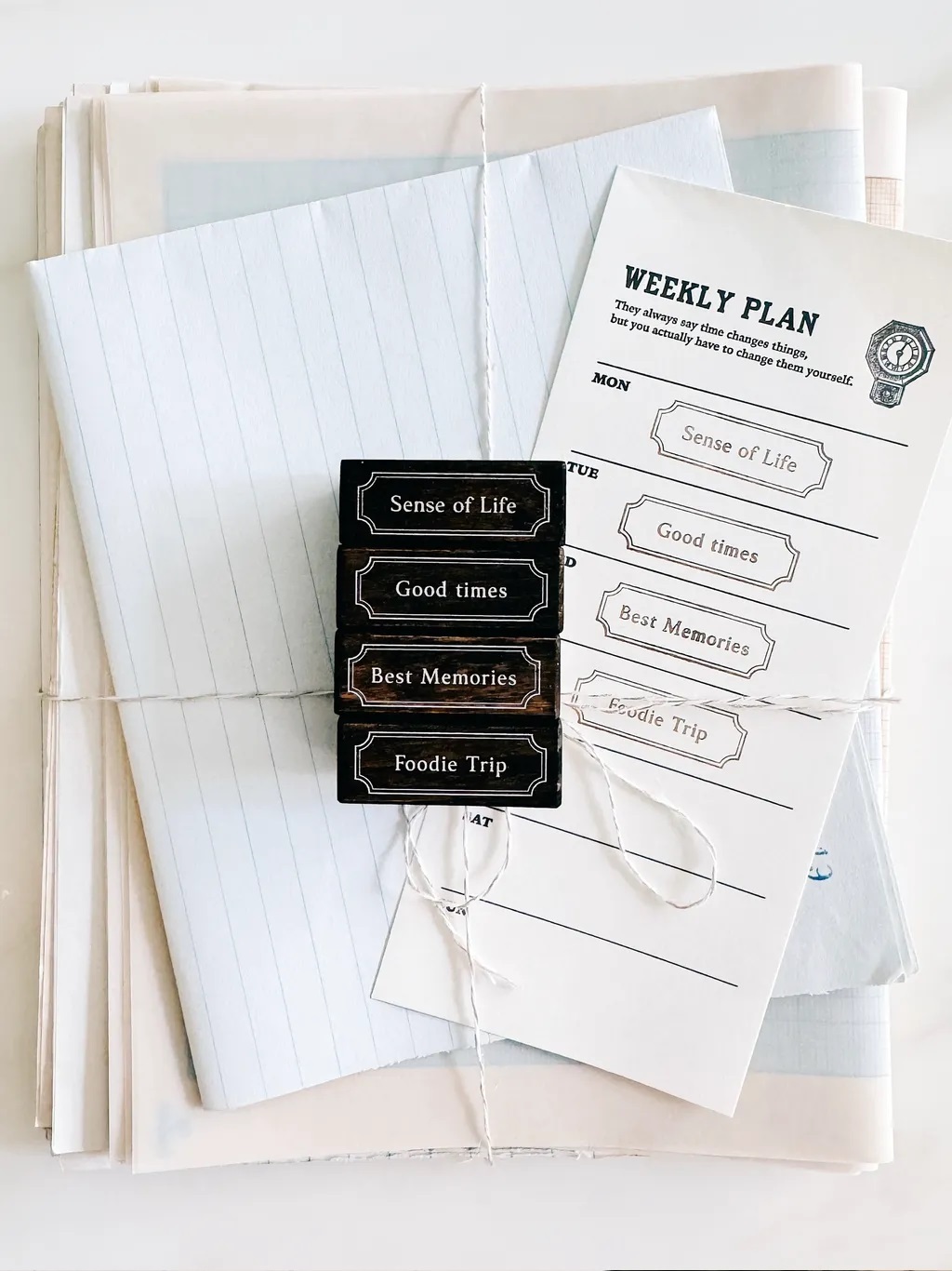 紙上旅行 TOP Studio．雙框英文字櫸木印章 共四款