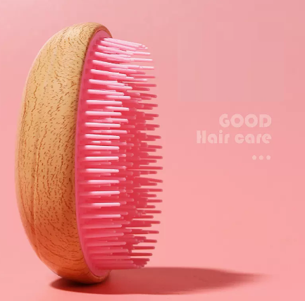 Popular portable duck egg hair smoothing massage comb (wood color) (size: length 9.5, width 7.5cm)