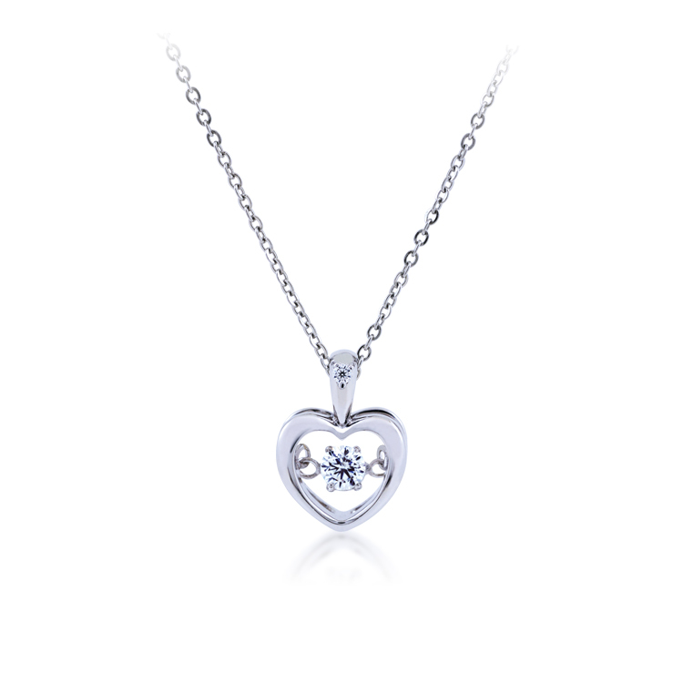 925純銀「Heart 動感晶鑽」項墜+贈白鋼項鍊-SDP0070