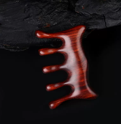 Popular thickened lobular rosewood massage comb (five-tooth horn) (size: length 90mm width 55mm)