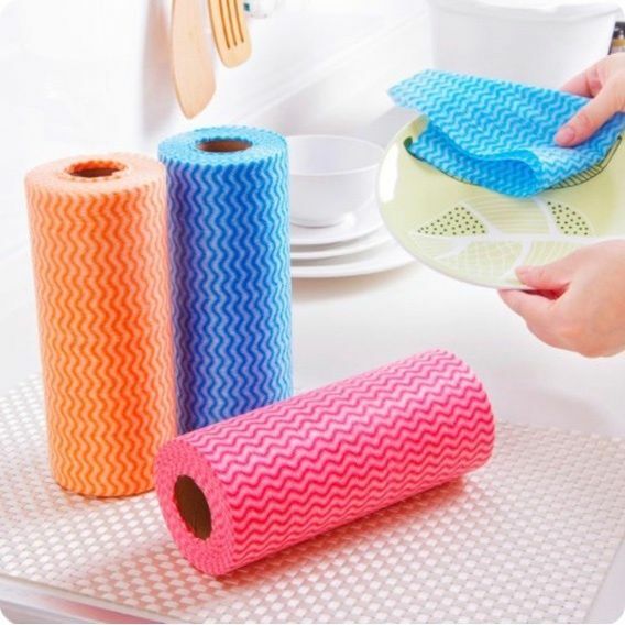 Hotly recommended kitchen and toilet water-absorbent and oil-free disposable multi-purpose dishcloth (orange-1 roll)