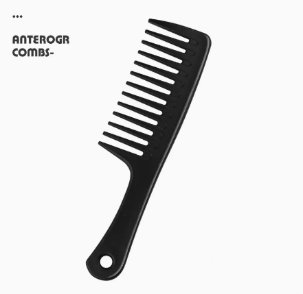 Popular women's home plastic comfortable comb (large tooth comb, black) (size: length 23.5, width 6.5cm)