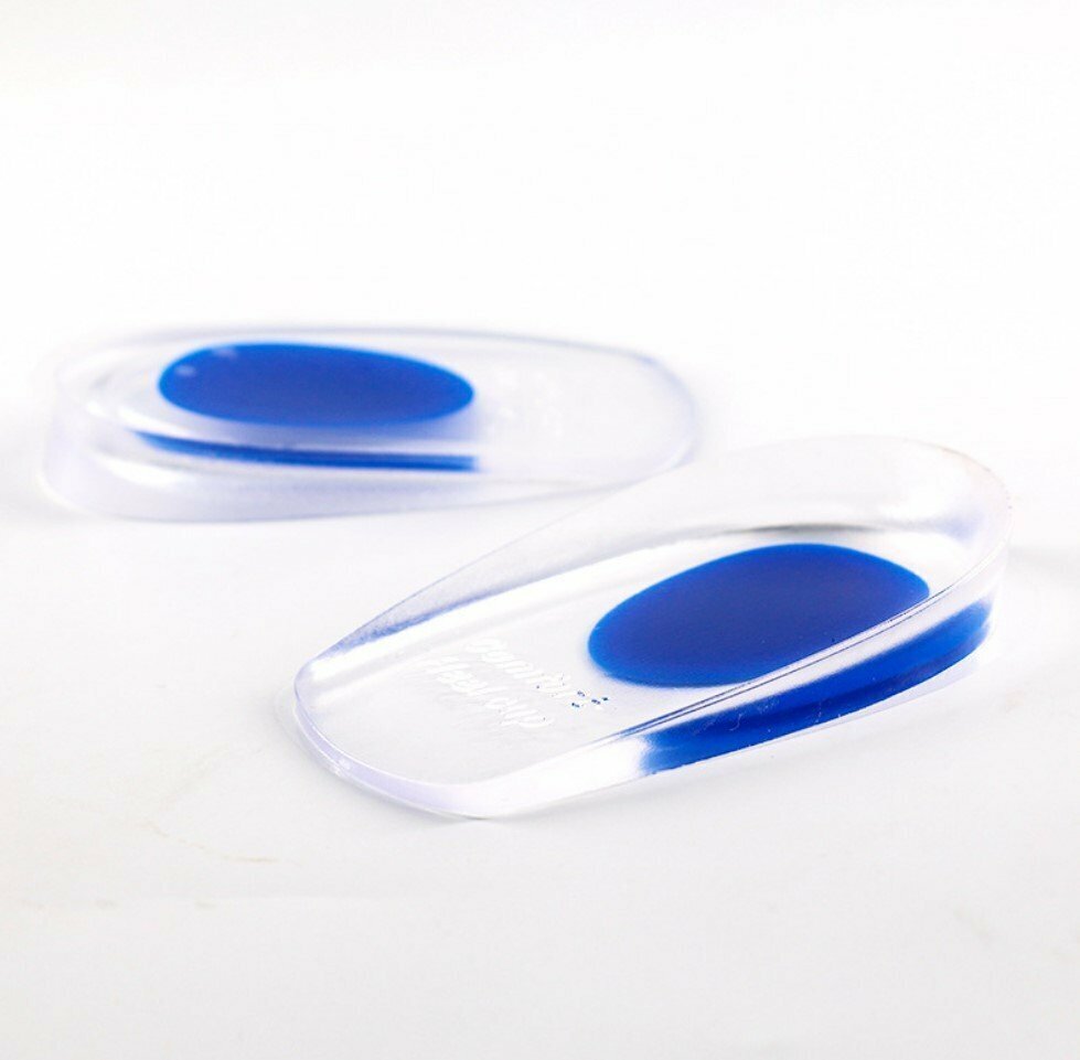 Popular 1 pair 1.6CM invisible heightening insole, inner heightening insole, invisible soft rubber half pad, heel pad, silicone heel pad, transparent sports shock-absorbing inner heightening insole, U-shaped heel pad, PU half size heel pad