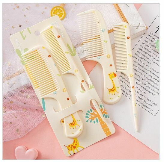 Popular cute anti-static fine-toothed comb with dense head and tail (Giraffe, set of two)