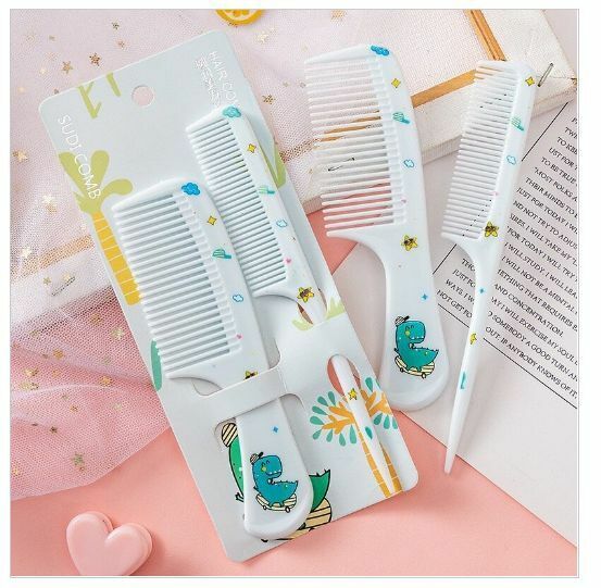 Popular cute anti-static fine-toothed comb with dense head and tail (Dinosaur, set of two)