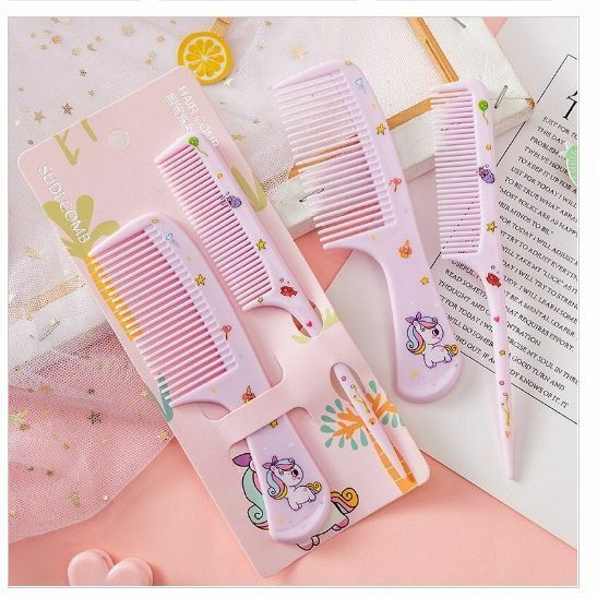 Popular cute anti-static fine-toothed comb with dense head and pointed tail (Unicorn, set of two)