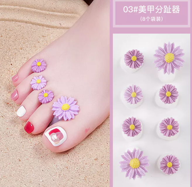 Hot selling manicure tools toe separator 03 purple daisy