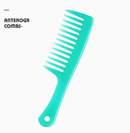 Popular women's home plastic comfortable comb (large tooth comb, lake blue) (size: length 23.5, width 6.5cm)