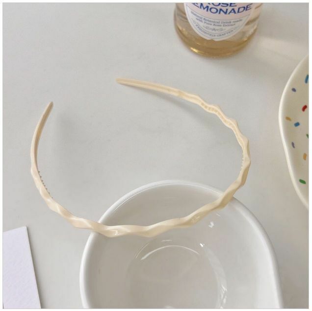 爆款波浪型糖果色頭箍髮箍頭飾（米色）