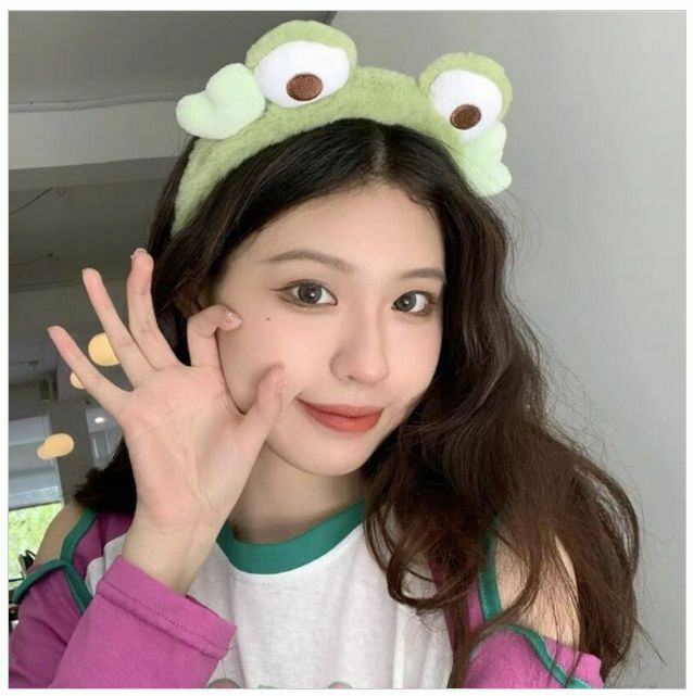 Popular cute frog plush headband headband (green)