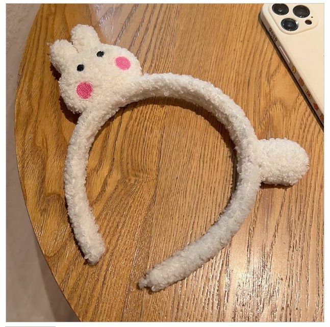 Hot style cartoon curly headband headband (white bunny)