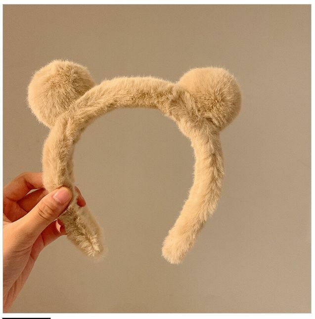 Hot style cute Japanese plush bear ear headband headband (brown)