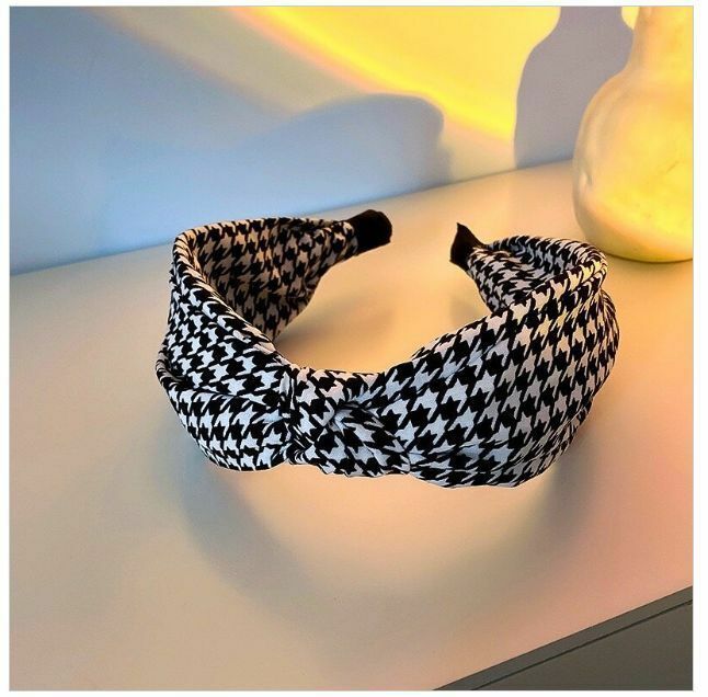 Hot style versatile pressed edge headband headband (gray plaid)