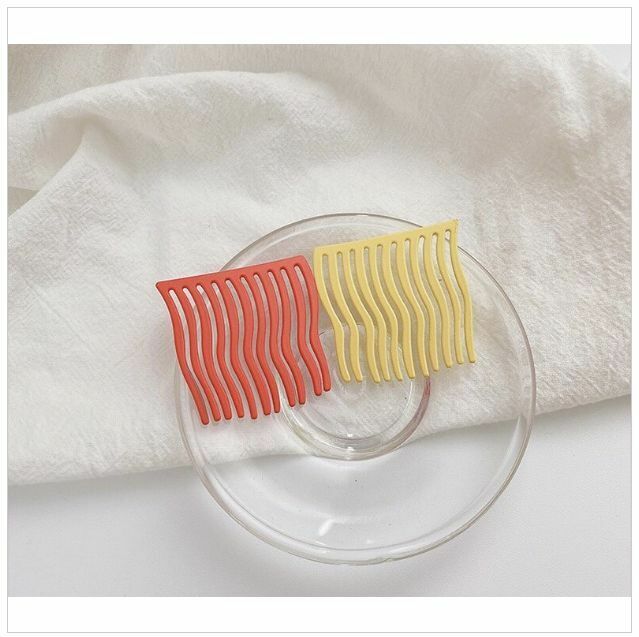 Hot style simple metal seamless inverted comb (orange 2-piece set)