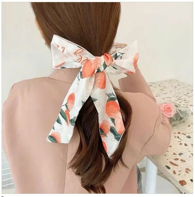 Popular retro French bow streamer ribbon headband (beige orange + letters)