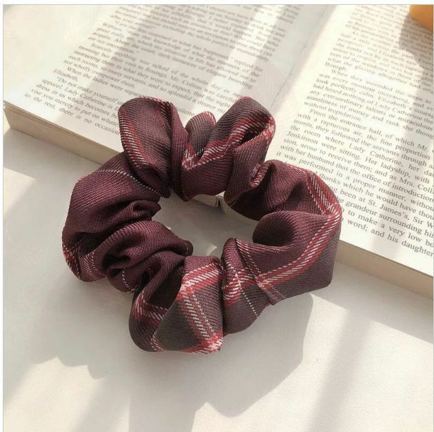 Popular Japanese plaid large intestine hair tie (Shahua)