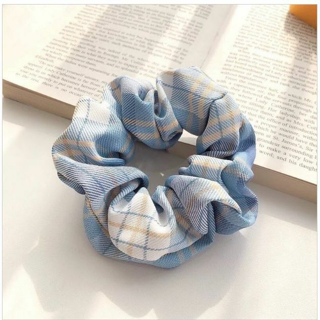 Popular Japanese plaid large intestine hair tie (ice cream)