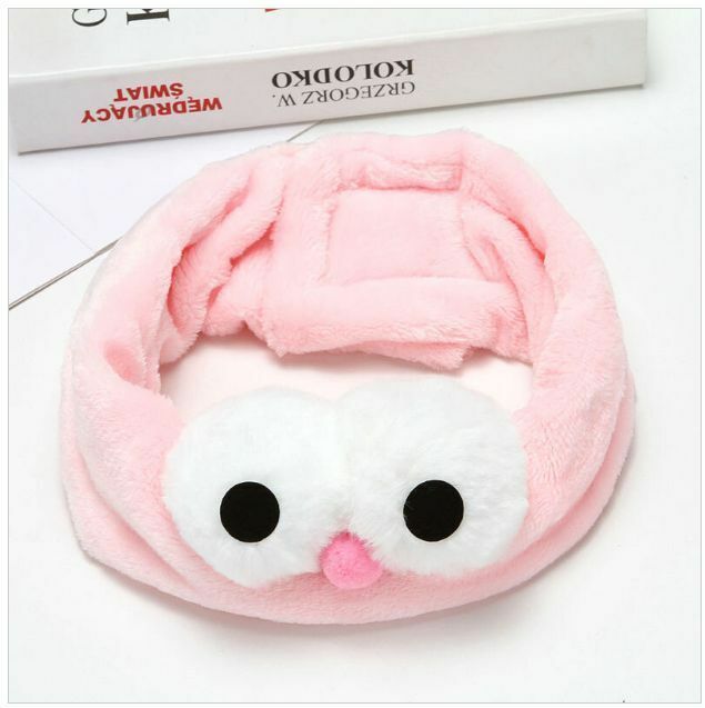 New cute face wash and makeup headscarf headband (pink big eyes Velcro)