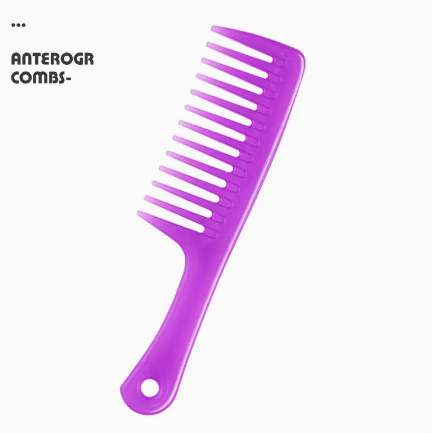 Popular women's home plastic comfortable comb (large tooth comb, purple) (size: length 23.5, width 6.5cm)