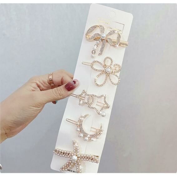 New Korean style simple pearl hairpin shark clip (No. 30-five-piece set)