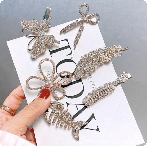 New Korean style simple pearl hairpin shark clip (No. 14-six-piece set)