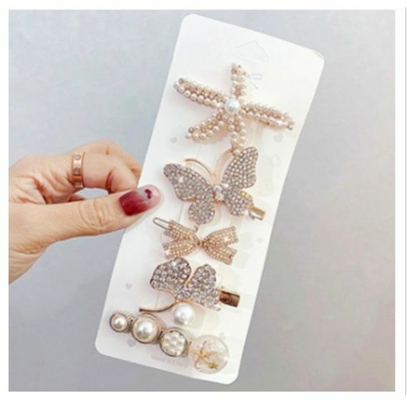 New Korean style simple pearl hairpin shark clip (No. 29-five-piece set)