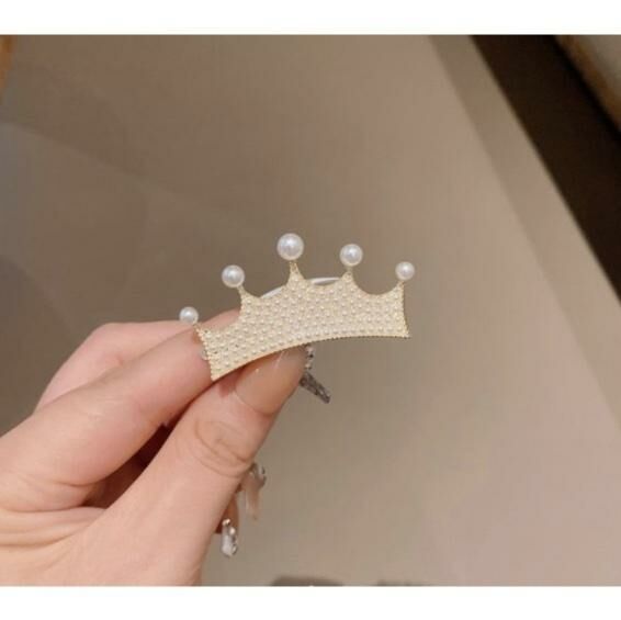 New Korean style simple pearl crown hairpin shark clip (pearl-crown)