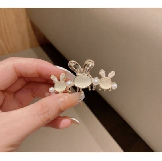 New Korean style simple pearl rabbit hairpin shark clip (pearl-rabbit)
