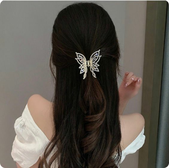 New Korean style simple pearl butterfly hairpin shark clip (pearl-butterfly)