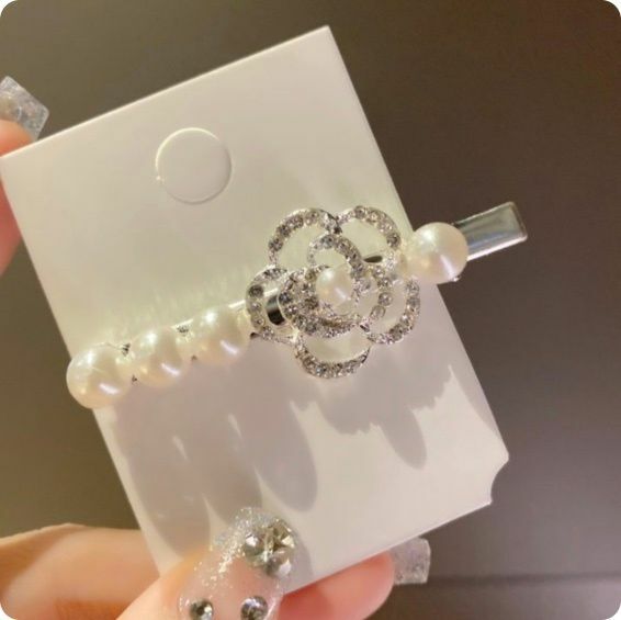 New Korean style pearl hairpin headdress (silver - camellia)