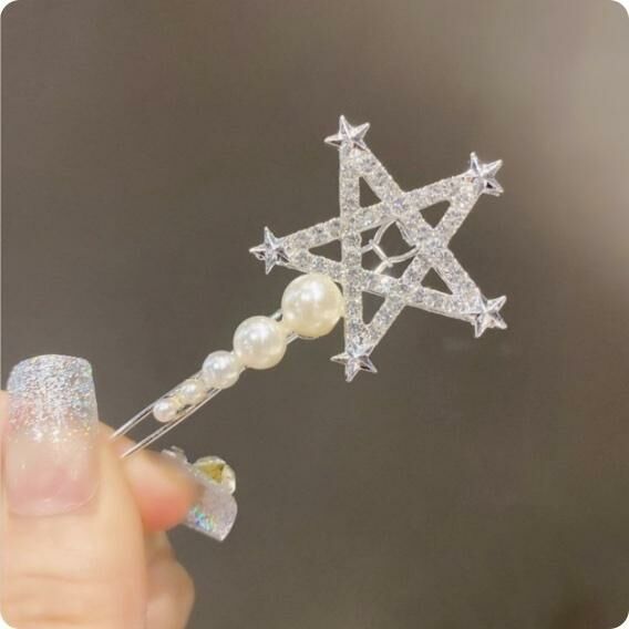 New Korean Fashion Rhinestone Hair Clip Headwear (Silver-Star)