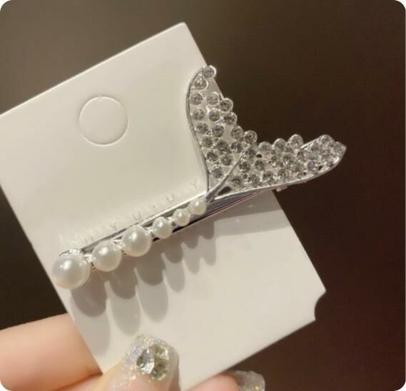 New Korean style pearl hairpin headdress (silver - fishtail)