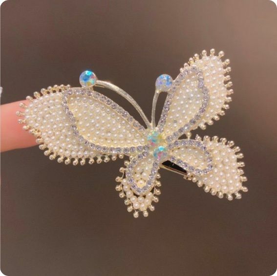 New Korean style pearl butterfly hairpin headdress (pearl-big butterfly)
