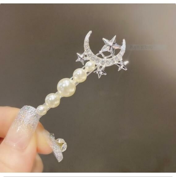 New Korean Fashion Rhinestone Hair Clip Headwear (Silver-Moon)