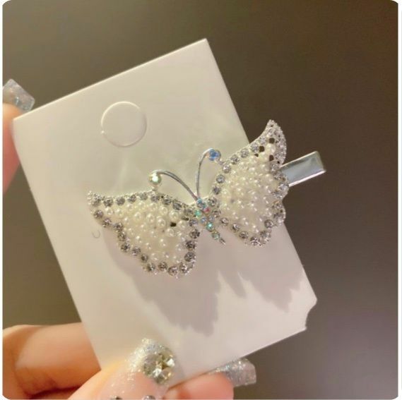 New Korean style pearl hairpin headdress (silver - small butterfly)