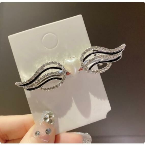 New Korean style pearl hairpin headdress (silver - angel wings)