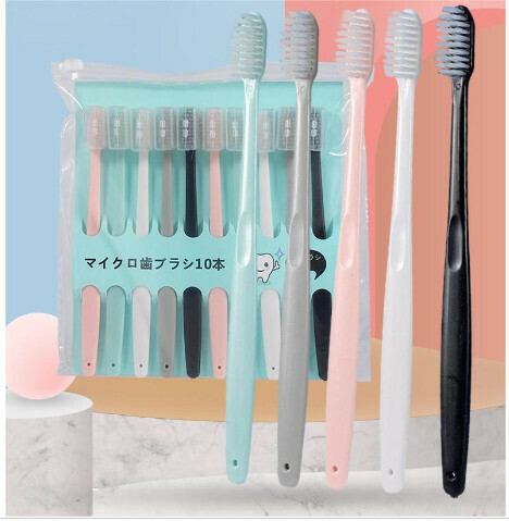 New 10 pieces Japanese style family size toothbrush with dust cover - Macaron color | Simple design travel family size with dust cover hygienic toothbrush