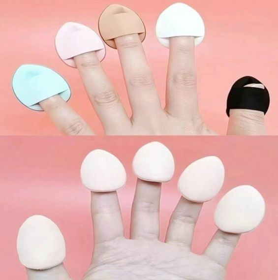 New Korean thumb makeup powder pad, concealer foundation cushion, wet and dry powder (blue 10 pieces)