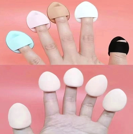 New Korean thumb makeup powder pad, concealer foundation cushion, wet and dry powder (pink 10 pieces)