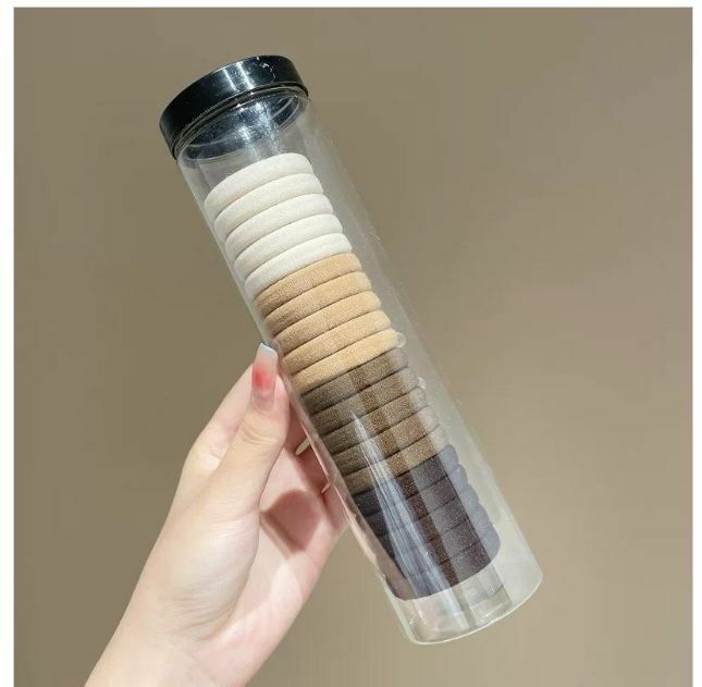 New simple and highly elastic elastic headband hair ties (brown 20 pieces) Note: Packed in transparent zipper bags, not bottles