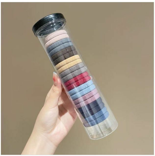New simple and highly elastic elastic headband hair ties (dark color 20 pieces) Note: transparent zipper bag packaging, not bottles