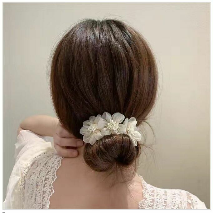 New style lazy hair tie with round head and ponytail (goose yellow style)