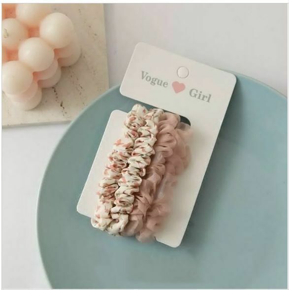 Hot selling small size simple and stylish large intestine hair tie (pink color set of 4)