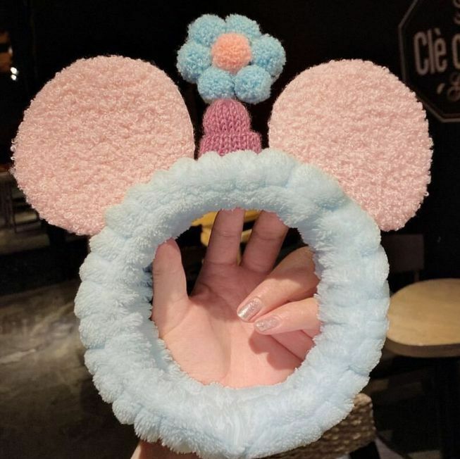 Hot selling cute face wash makeup headscarf headband headband (pink Mickey ears)