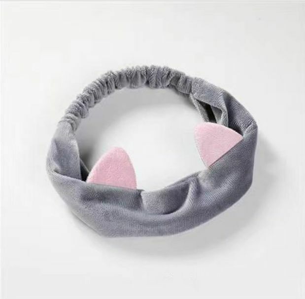 Hot selling cute face wash makeup headscarf headband headband (thin gray cat ears)